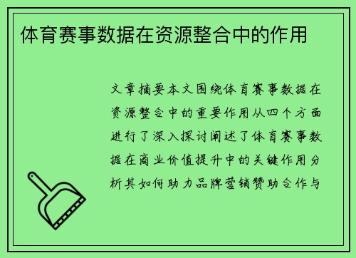 体育赛事数据在资源整合中的作用